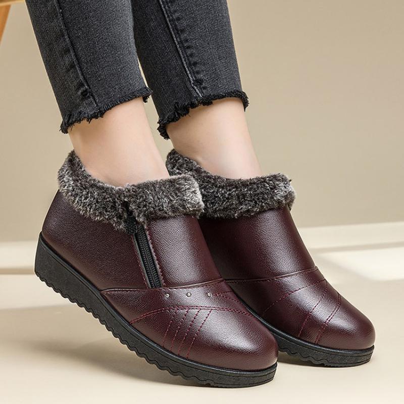 Модные зимние женские сноубутсы, плюшевые женские ботильоны, теплые удобные хлопковые туфли, нескользящая обувь для женщин, из мягкой кожи, новые