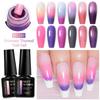 MEET ACROSS 7ml Purple Glitter Auroras Thermal Gel Nail Polish Winter 3 Layers Temperature Color Changing Semi Permanent Manicure Nail Art Gel Varnish