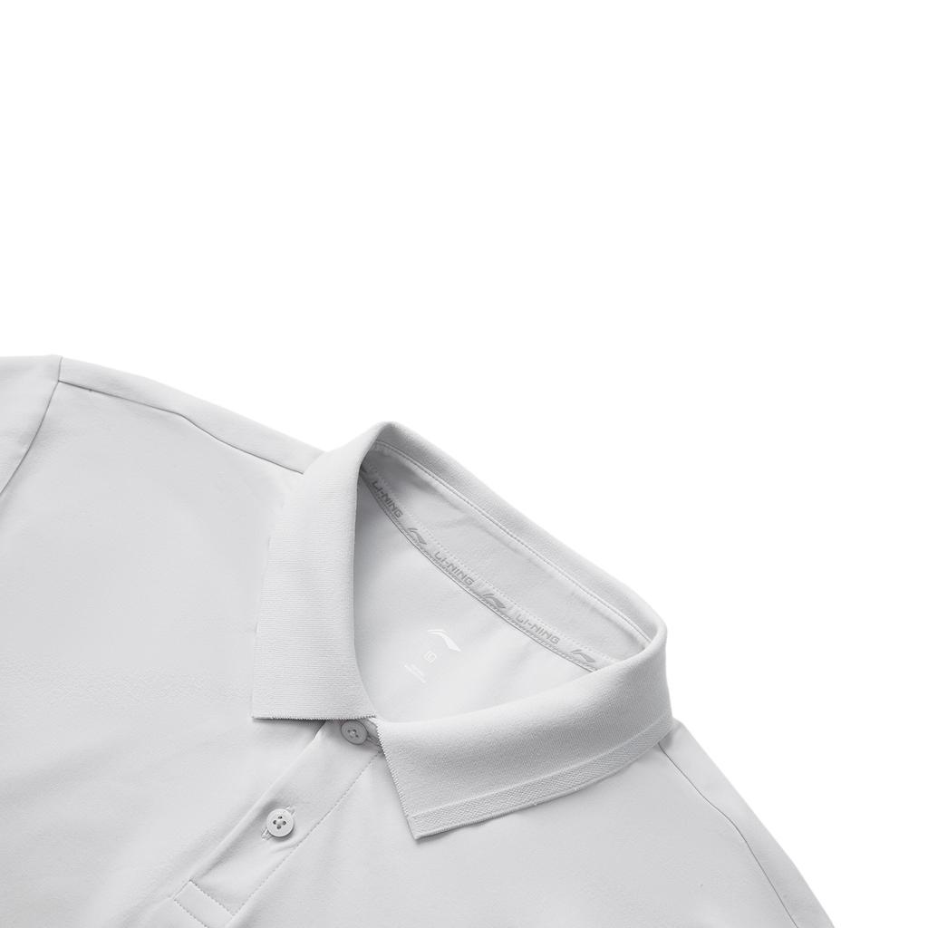 Li-Ning Удобная Повседневная Минималистичная Однотонная Универсальная Футболка-поло с коротким рукавом Мужские топы Статично-серый APLV037-7