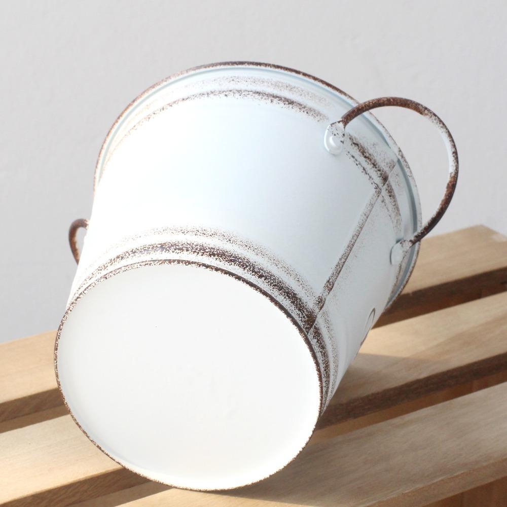 Round Iron Flower Pot Retro Floral Buckets Creative Metal Flower Container Farmhouse