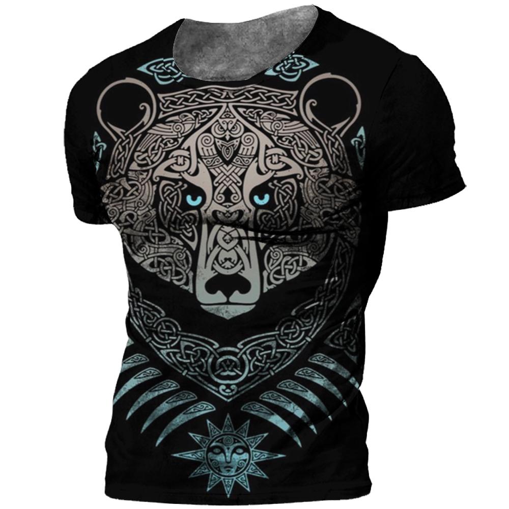 Винтажная мужская футболка с 3d принтом викингов, футболки, летние топы, повседневные свободные футболки, мужская одежда, уличная толстовка в стиле хип-хоп с круглым вырезом
