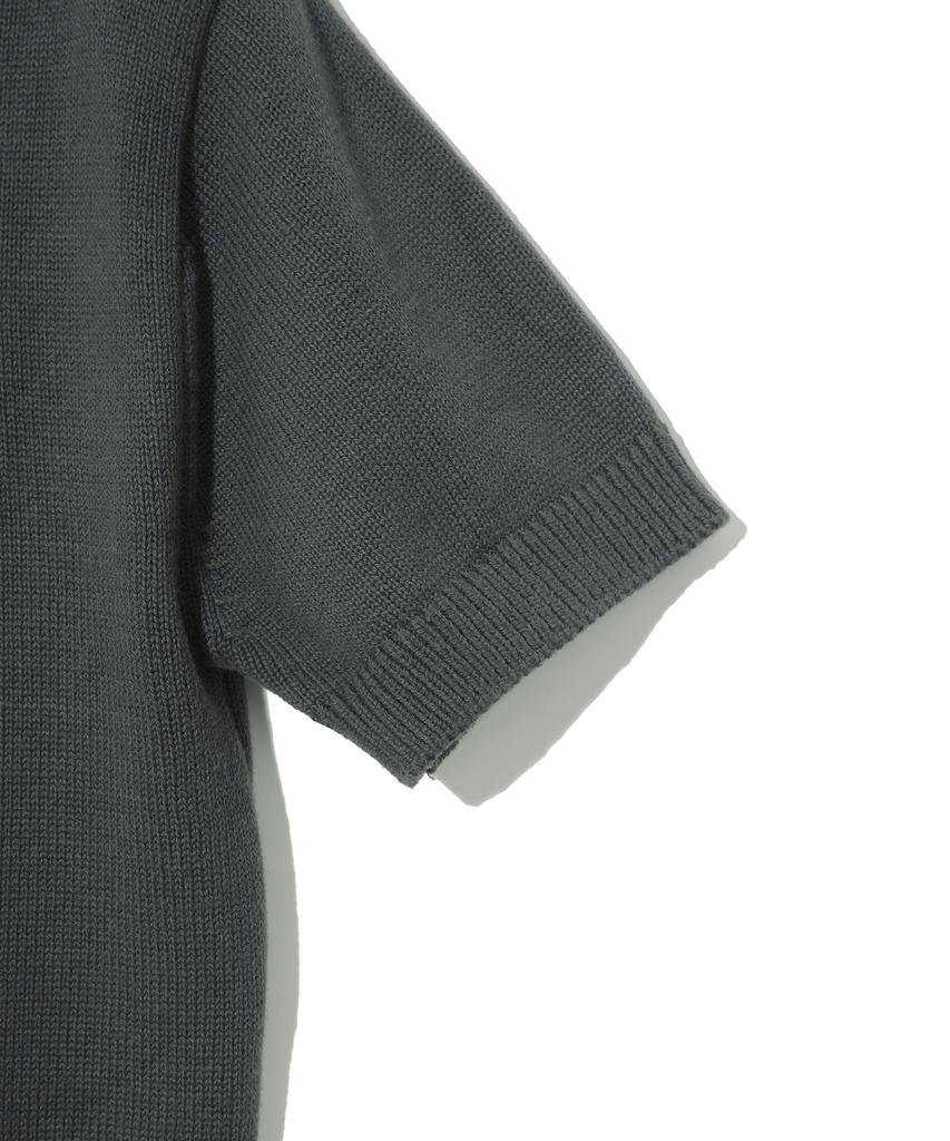YALE Cotton Polo Crop Knit_Charcoal