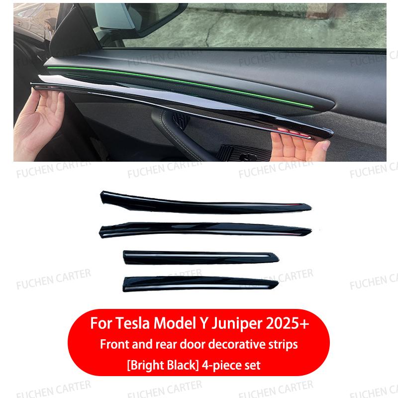 For Tesla ModelY Juniper2025 Car Door Decorative Strip ABS Carbon Fiber Texture Anti - Scratch Protective Interior Car Accessory