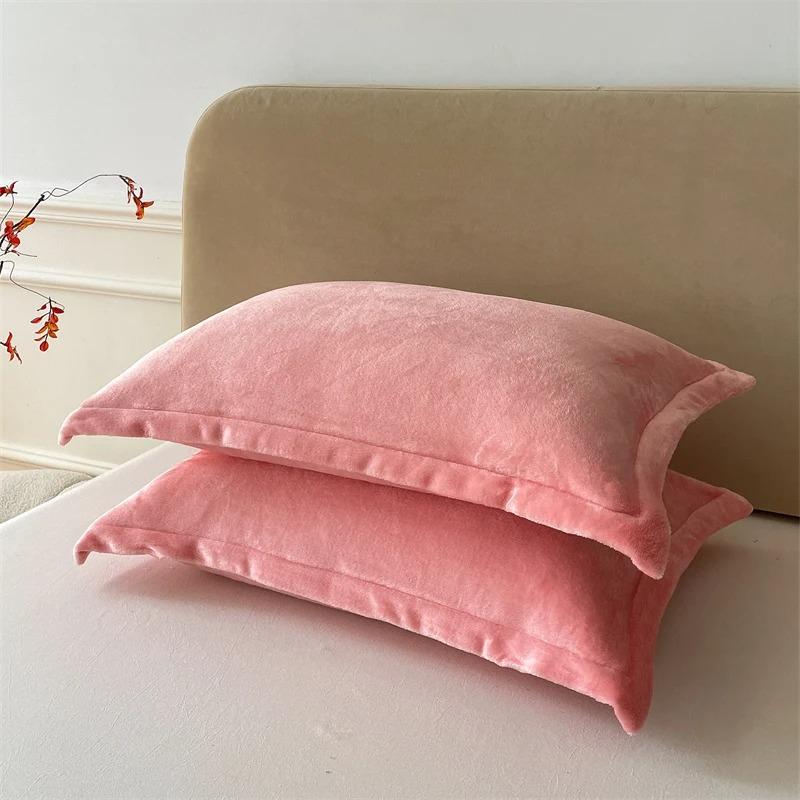 Solid Color Pillows Cover Velvet Pillowslip 48x74cm Soft Flannel Pillowcase Rectangle Cushion Cover 2pcs Warm Pillow Cases