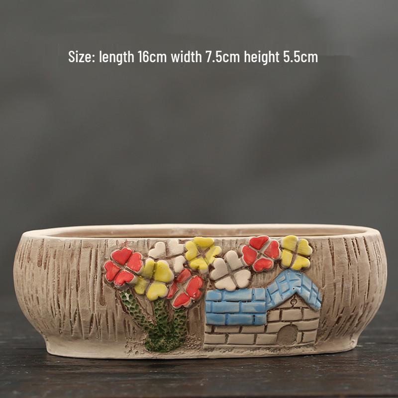 Мультяшный грубый керамический большой керамический горшок для суккулентов в стиле книжки с картинками