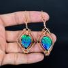 Green Australian Triplet Opal 999 Copper Wire Wrapped Earrings, Handmade Gemstone Jewelry Earrings For Memorial Day