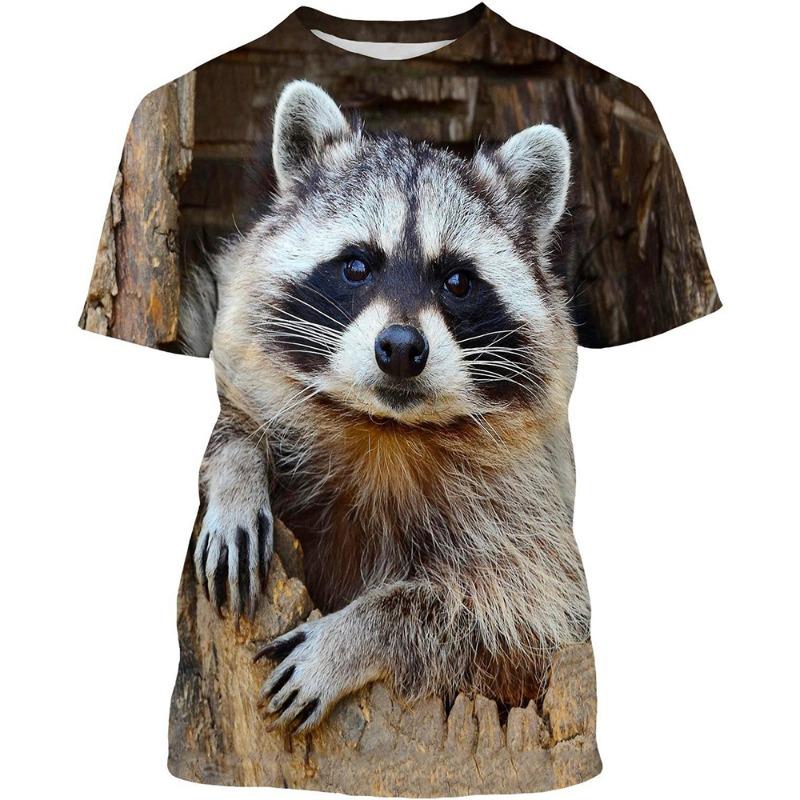 Raccoon 3D Print T-shirts Men Woman Funny Animal Casual Tees Streetwear Harajuku Fashion