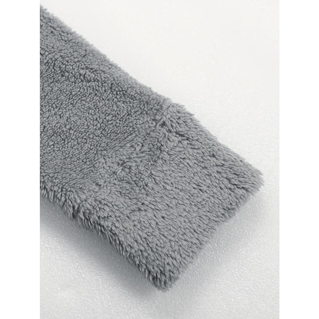 Women's Velvet Sleeping Dress - Comfortable Winter Home Robe with Pocket, Round Neck Solid Color Machine Washable Casual Wear, Soft Knitted Indoor