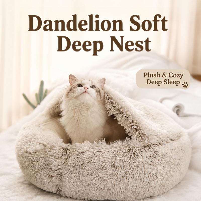Cozy Cat Bed Shell-Shaped Semi-Enclosed Sleeping Nest, Warm Soft Plush Pet Mattress Pad for Cats, Small Dogs and Kittens