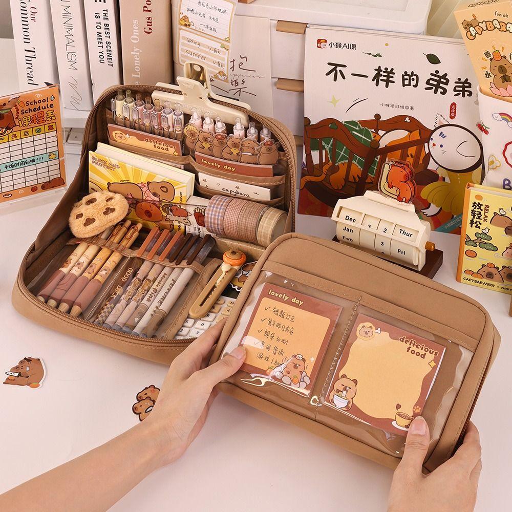 90 Degree Large Opening Pencil Case 12-Layer Pen Storage Bag Stationery Bag  School Office Supplies