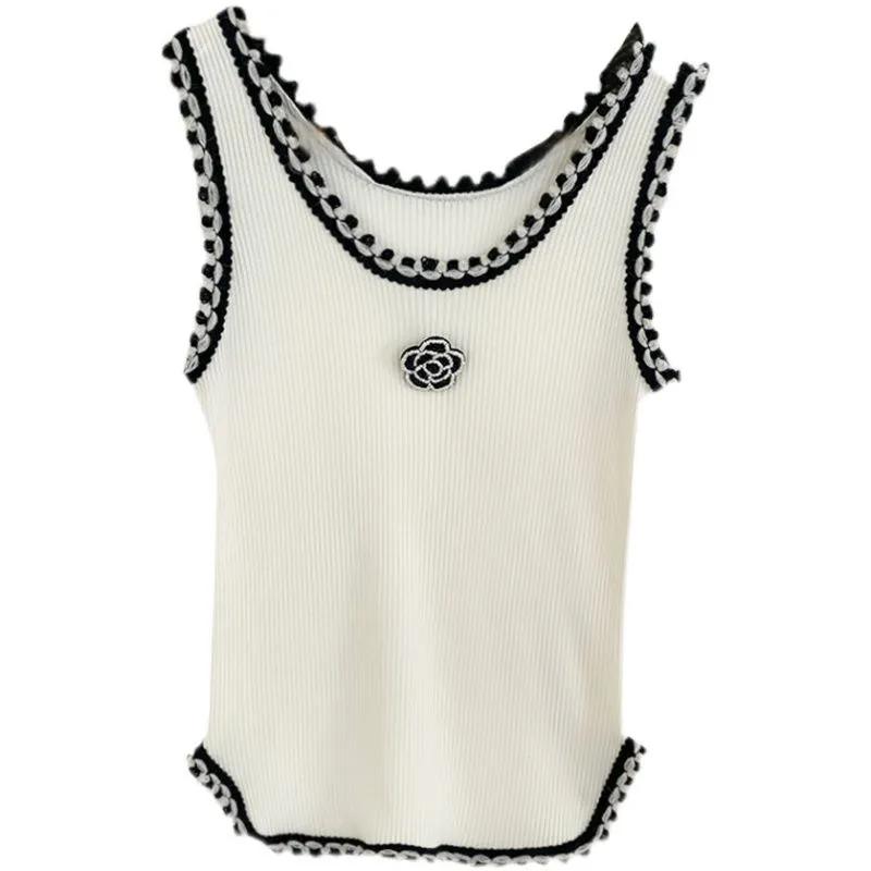 WTEMPO Однотонные эластичные черные белые жилеты-камизолы для женщин с круглым вырезом, тонкие майки, весна-лето, короткие, большого размера, трикотажные базовые жилеты