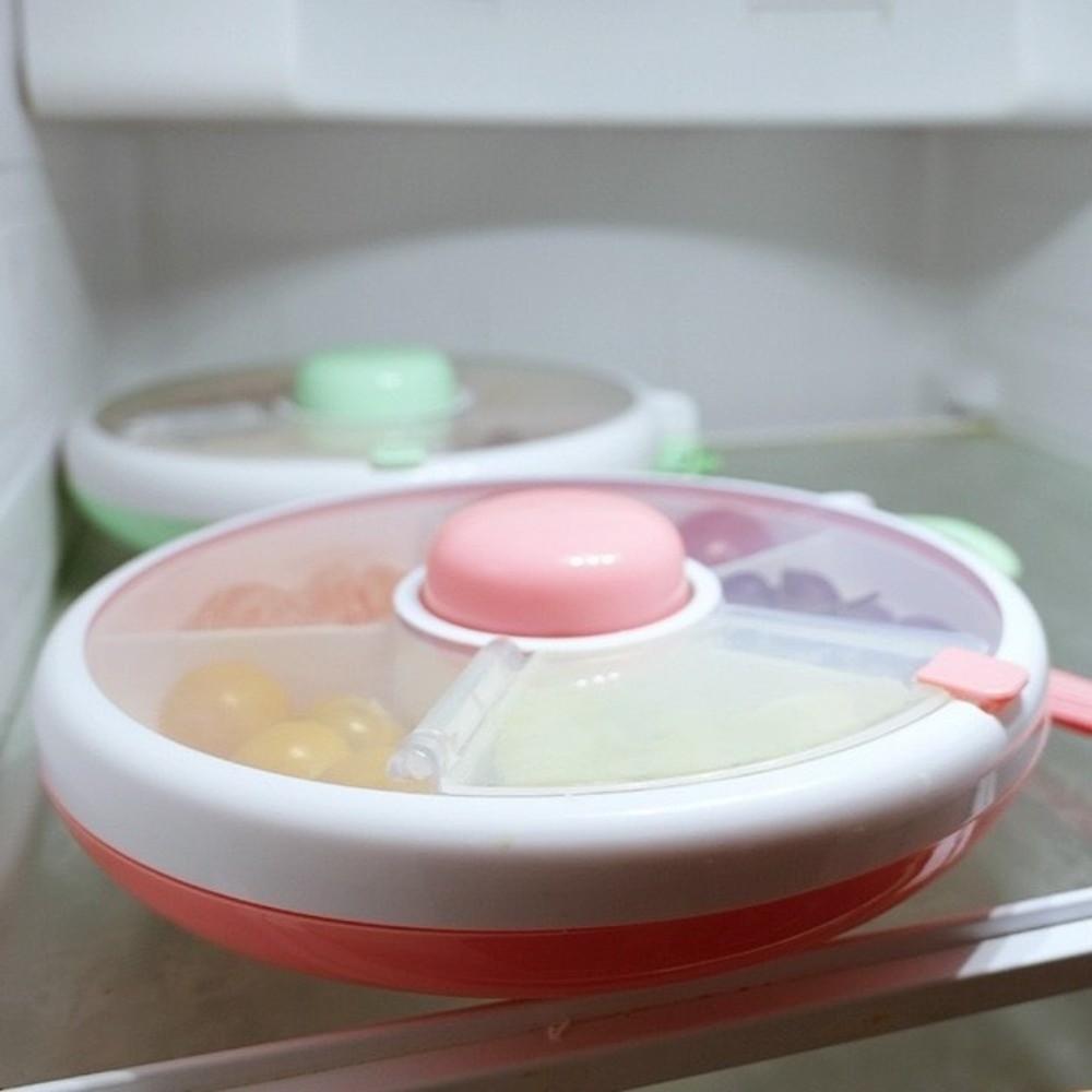 5 Compartments Rotating Snack Container Portable Snack Storage Box Divided Snack Box  Kids Snack