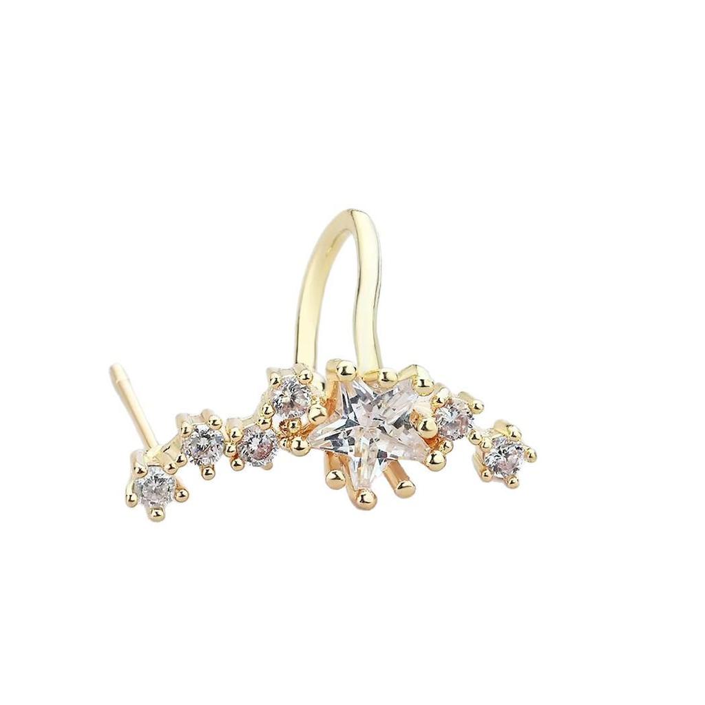 European & American Hot-Selling Gold-Plated Copper Star Zircon Ear Cuff - Fashionable Women’s Jewelry