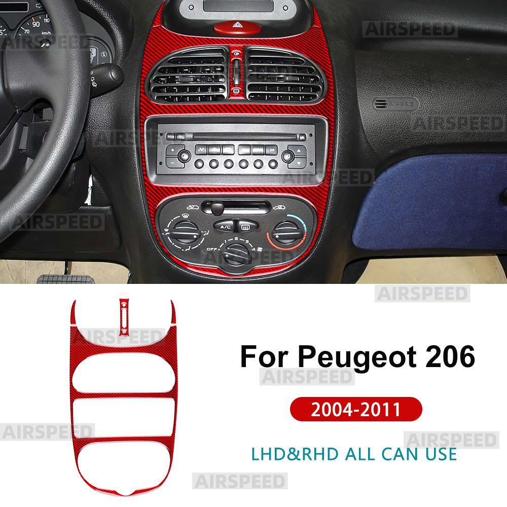 Real Soft Carbon Fiber Sticker For Peugeot 206 2001 2002 2003 2004 2005 2006 2007 2008 2009 2010 Car Central Control Air Outlet