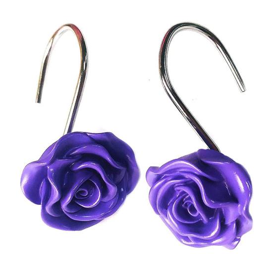 12 шт. металлических декоративных крючков для занавесок для душа с рисунком розы, нержавеющая занавеска для душа в ванной