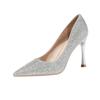 Fashion Point-toe Women's Sandals Nightclub Show Thin Stiletto Women's Single Shoes Rhinestone Sequin High-heeled Shoes