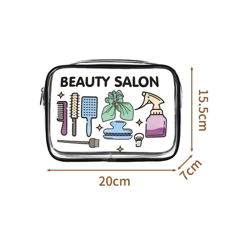 Transparent PVC Makeup Bag Waterproof Travel Toiletry Bag with Floral Print Large Capacity Cosmetic Organizer Bags