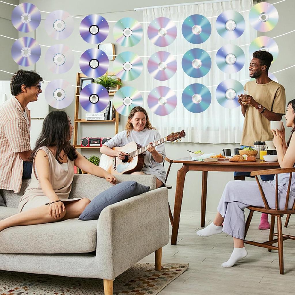 3PCS 90s Party Banner, Pre-Strung Retro CD Music Theme Party Banner Garland Decorations for 1990s 2000s Y2k Birthday Party Supplies