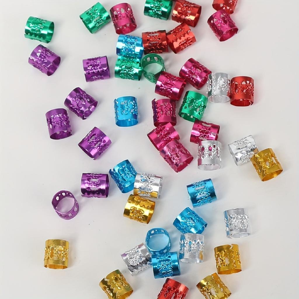 50 шт. Металлические полые кольца для волос, аксессуары, бусины, кольца для косичек, заколки, дреды, плетение волос, металлические манжеты, украшения