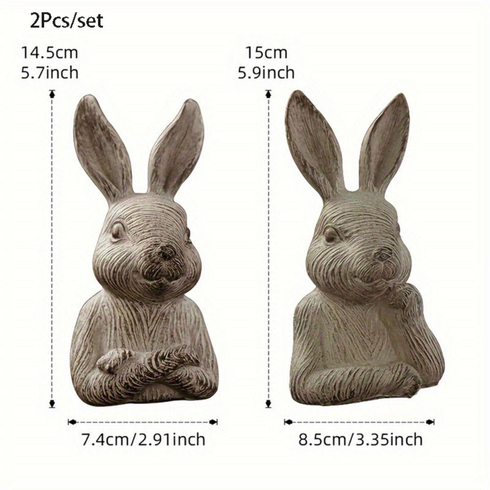 2 шт., ручная работа, полудлинные украшения в виде кролика, сельские украшения из смолы, фигурки кроликов, домашний декор