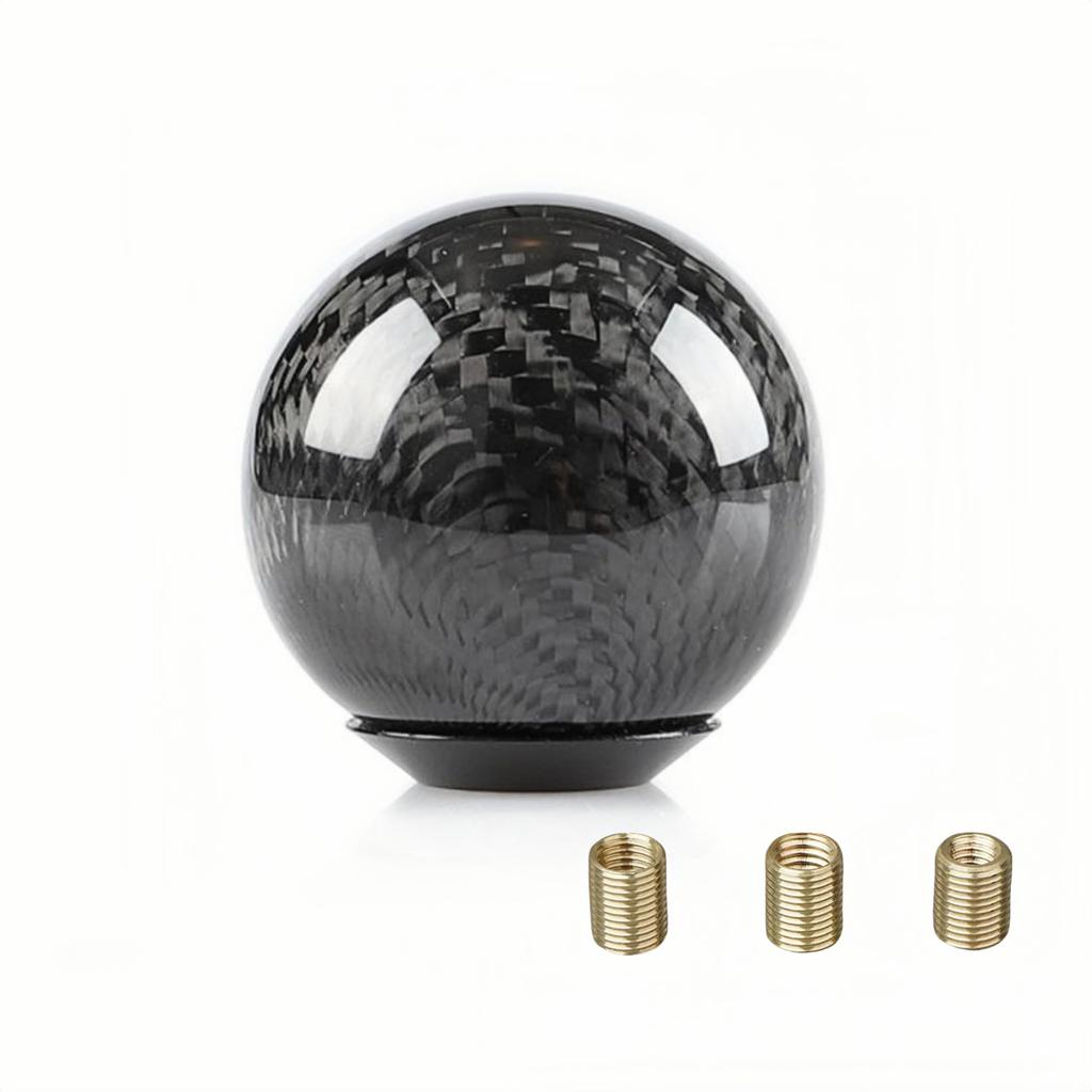 Kuroobaa Car Shift Knob Round Real Carbon M8 x P1.25 / M10 x P1.25