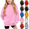 Winter Boy And Girls Solid Color Long Sleeved Hooded Sweatshirt Tops