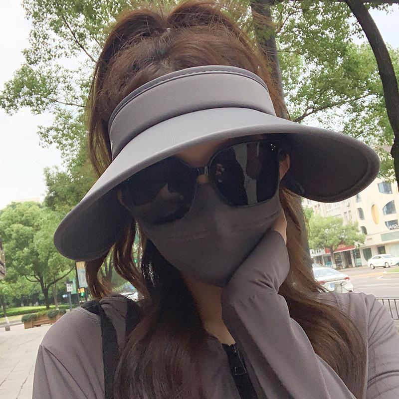 Женская летняя двусторонняя солнцезащитная шляпа в корейском стиле из ледяного шелка с защитой от УФ-лучей, универсальная уличная шляпа с увеличенными полями