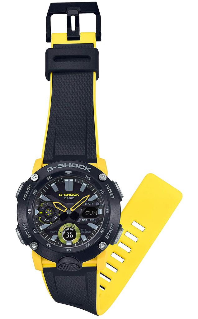 Casio Желтые часы с конструкцией Carbon Core Guard G-Shock GA-2000-1A9JF Мужские
