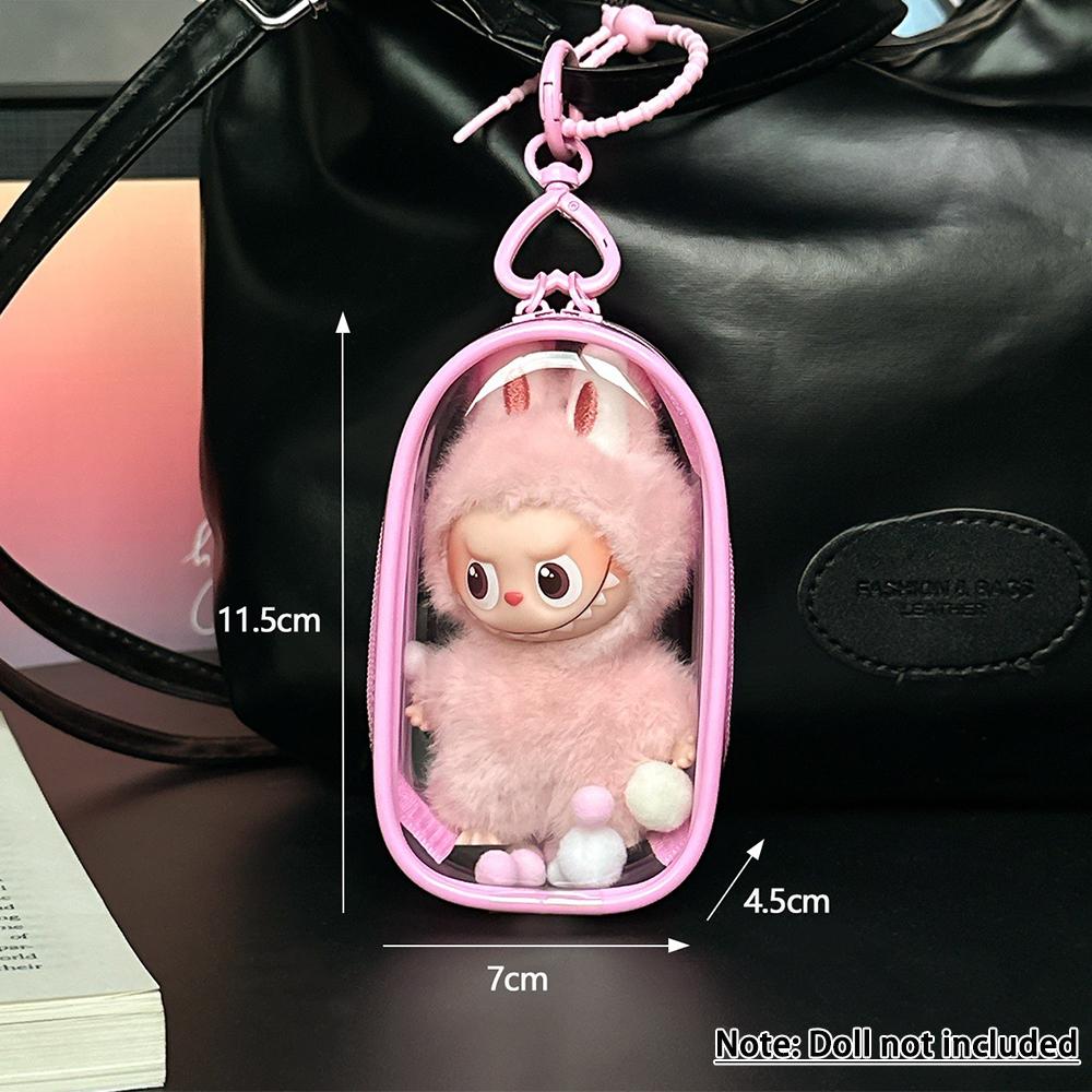 Прозрачный защитный чехол для Labubu V4 Pin Для серии Love Яркий пылезащитный защитный мешок Аксессуары для кукол С брелоком