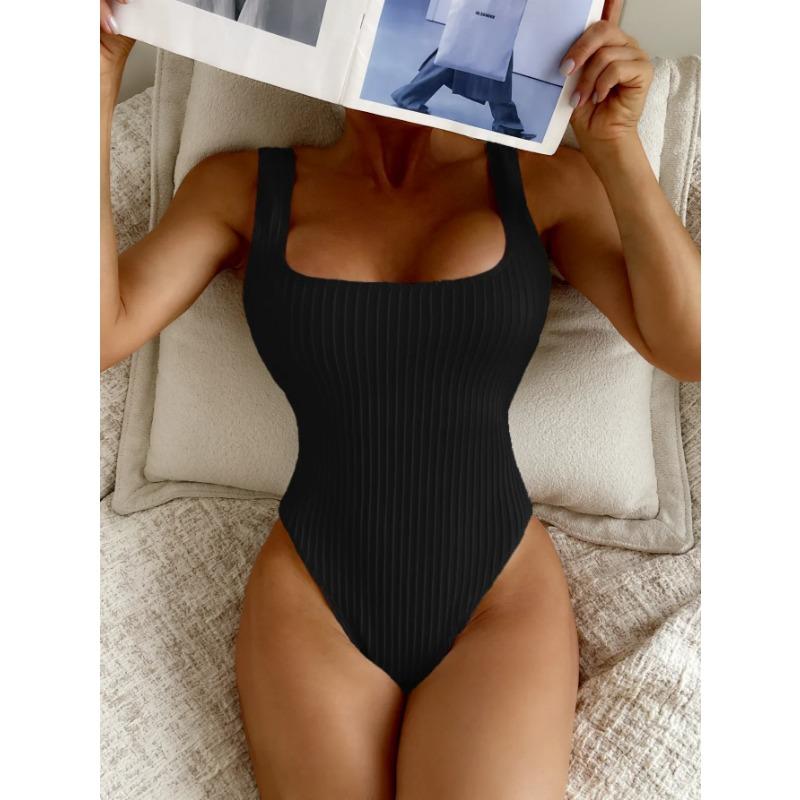 Women's Solid Color One Piece Swimsuit Summer Beach Vacation Monokini Conservative Bikini Slim Backless Swimwear 2025 New