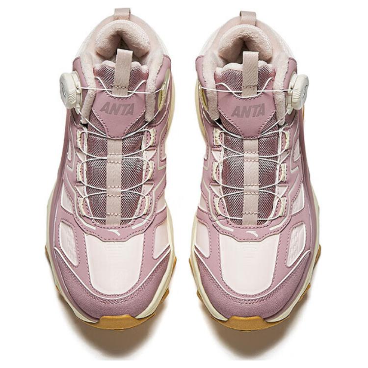 New Anta Slip Resistant Warm High Top Casual Shoes Women's Purple Pink 122518965-3