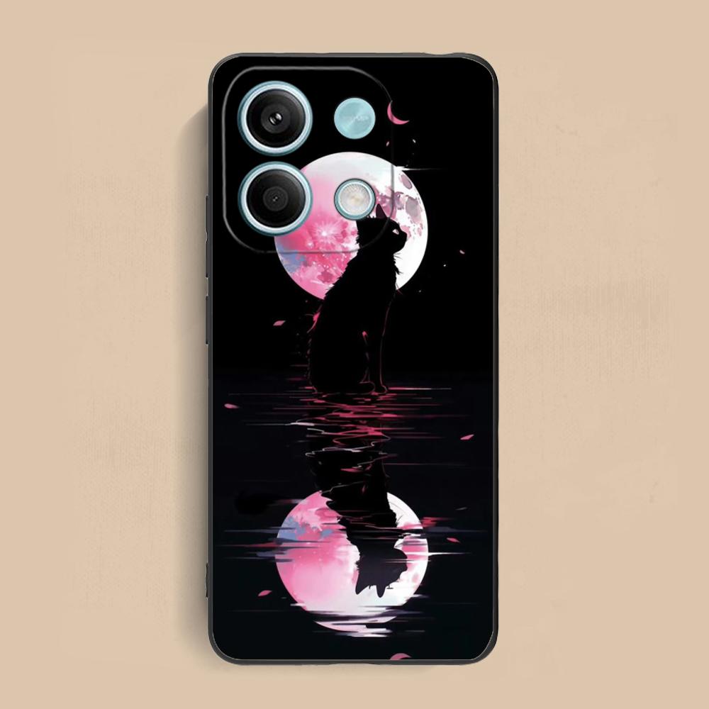 Чехол для телефона Luna Moon Cat для Xiaomi Redmi 15 14 13 12 A5 3 2 1 C Plus 4G 5G Цветной Печатный Чехол для Мобильных Телефонов Красивый