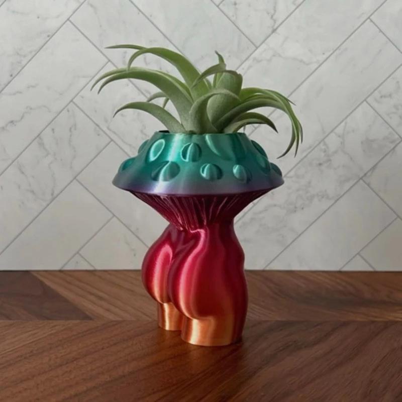 Silicone Vase Molds Flower Bottle Mold Mushroom Woman Shape Unique Flowerpot Molds Silicone Texture for Craft Vase