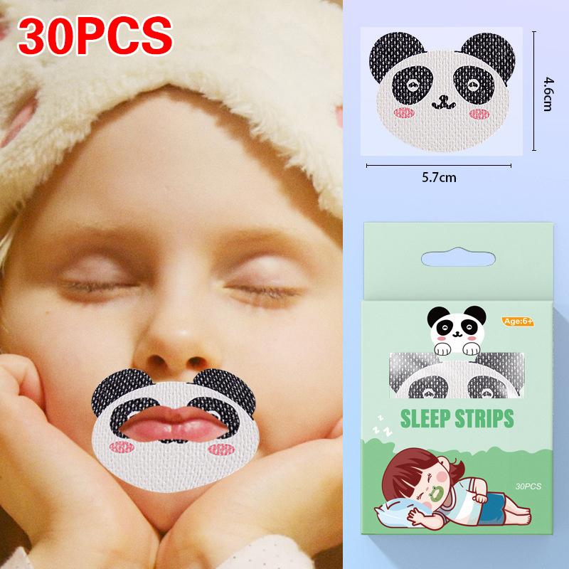 30Pcs Cartoon Anti-Snoring Stickers for Kids Sleeping Closed-Mouth Breathing Correction Nose Shaping Orthosis Tape 'Shut Up'