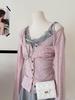 Весенний набор из кружевного камзола и облегающего кардигана с длинным рукавом в корейском стиле для женщин, 2026