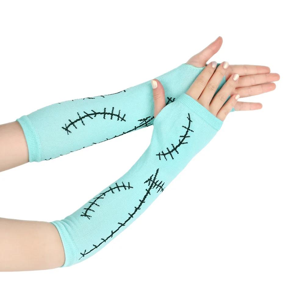 Женские чулки до бедра, варежки, перчатки, комплект, женские, черные, белые, длинные, выше колена, носки Лолита, Хэллоуин