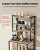Kitchen Bakers Rack, 600 mm Width Bakers Rack, Kitchen Stand with X-Shaped Support Bar, 12 S-Shaped Hooks, Double-Layer Top Shelf, Coffee Bar Stand