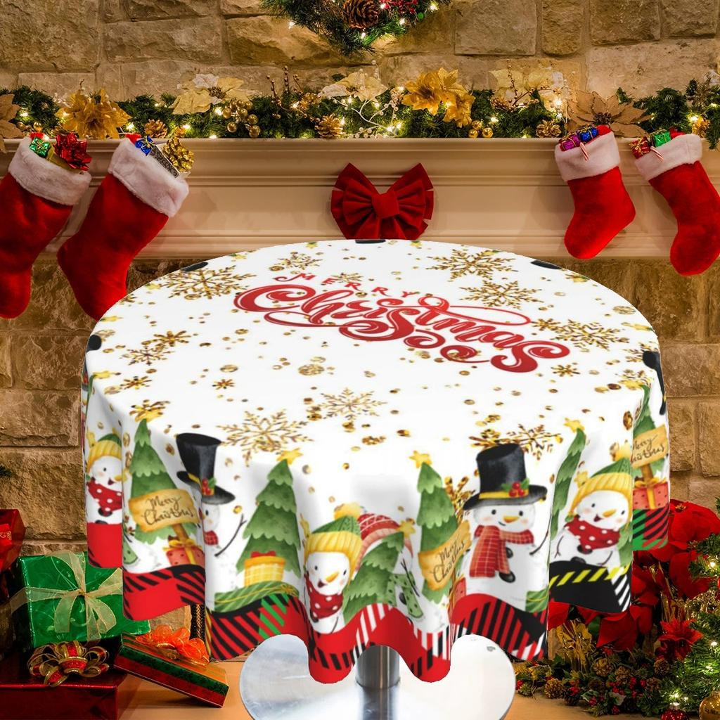Приграничная Рождественская Стиль Круглая Скатерть Санта Клаус Круглая Скатерть Украшение для Дома Внутреннее и Наружное Декоративное Покрытие для Стола