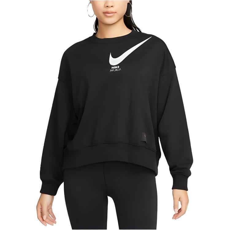 Nike Толстовки Женские Черные С Круглым Вырезом Умеренные Обычные DV8019-010