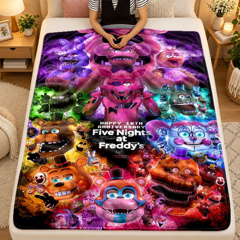 Flannel BlanketFive Nights at Freddy’s Warm Soft Throw Blanket for Indoor Sofa Bed Living Room Use