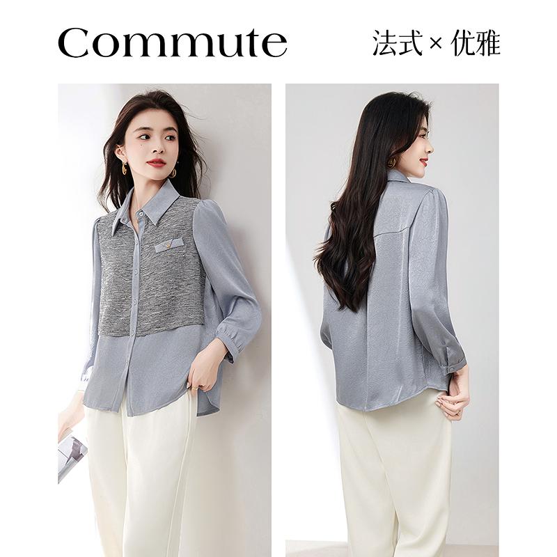 Casual collar, fashionable temperament, patchwork shirt, small shirt