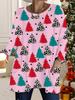 2025 Autumn Winter New Plus Size Women's Tops, Christmas 3D Print Fashion Crew Neck Long Sleeve T-Shirts