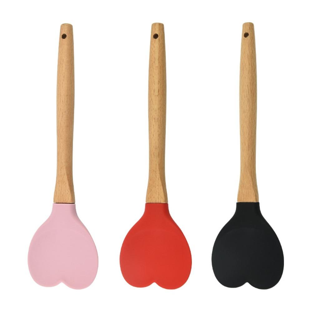 3 Pcs 3 Colours Baking Tool Silicone Cooking Tools Easy To Use Cooking Spoons Kitchen