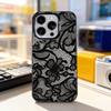 Чехол для телефона с принтом кружева для iPhone 17,16,15,14,13,12,11, Pro, XS, Max, Plus, Mini, SE4, E Черный матовый ударопрочный чехол