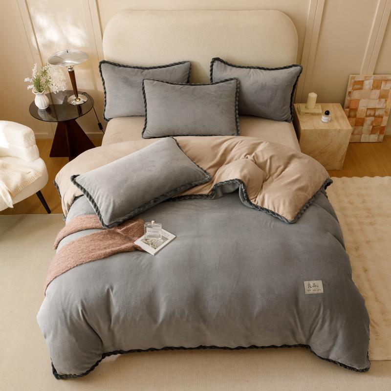 Зимнее молочное бархатное одеяло Пододеяльник Постельное белье Утолщенное покрывало на кровать Покрывало на двуспальную кровать Королевский размер Покрывало для одеяла Постельное белье