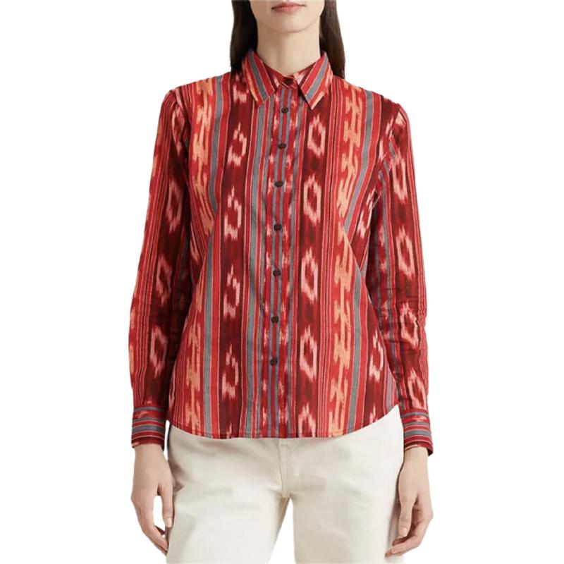 Polo Ralph Lauren SS23 Узорчатая рубашка с длинным рукавом Женские рубашки Красные 200909237-001