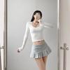 Плиссированная мини-юбка с низкой талией для женщин, летняя мода, сексуальные шорты трапециевидной формы для девочек, юбка Y2k, одежда серого, черного, белого цвета