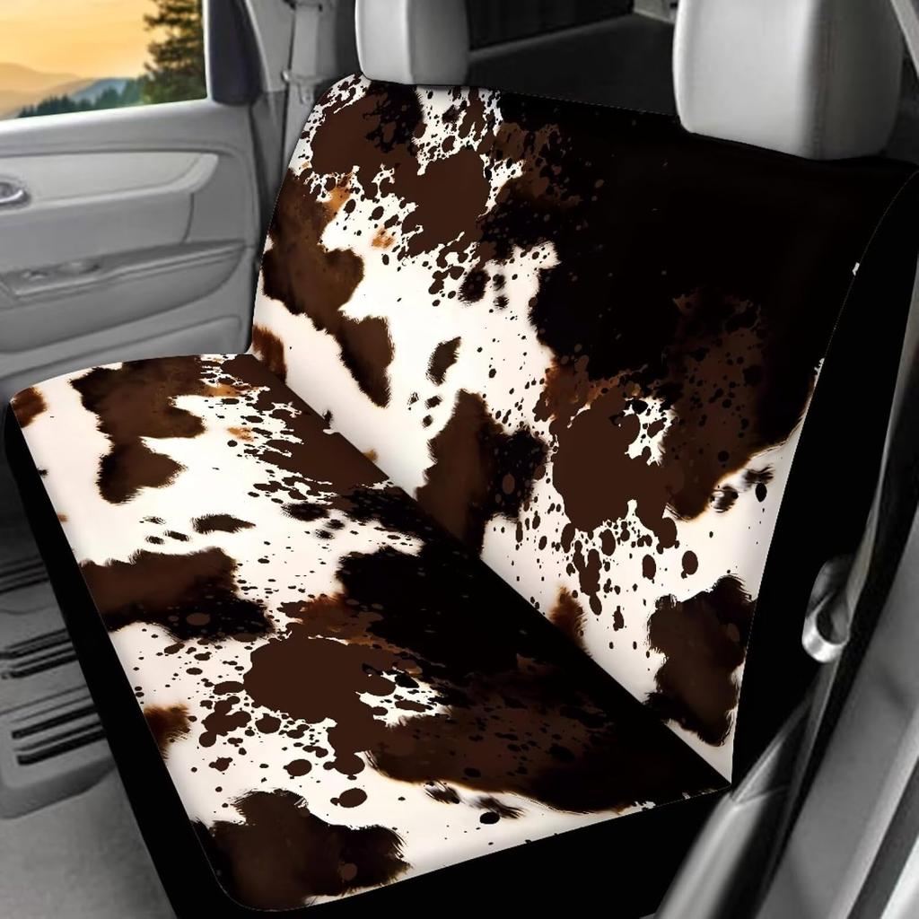 Чехлы на автомобильные сиденья с принтом коричневой коровы, 4 шт., Чехлы на передние и заднее сиденья автомобиля, Универсальные эластичные подушки на сиденья автомобиля, Защита салона автомобиля