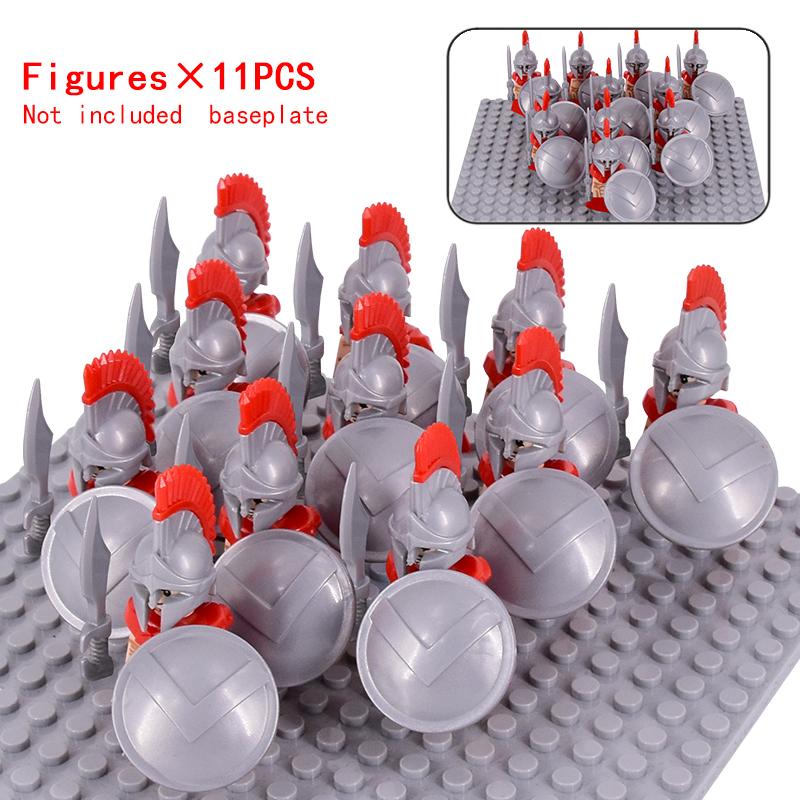 Средневековые военные наборы Фигурки пехоты Строительные блоки Солдаты Спартанский воин Рыцари Римское оружие Аксессуары Игрушки для детей