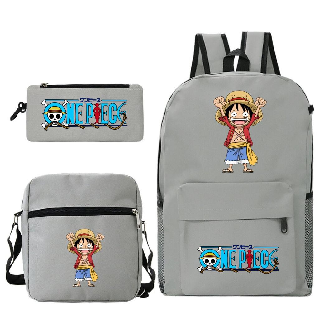 New Animation One Piece Printed Backpack for Primary and Secondary School Students Large Capacity School Bag Combination Three-piece Set